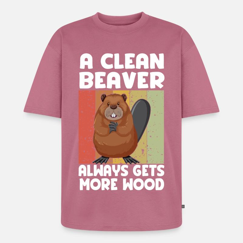 Sauberer Biber Holzspruch - Unisex Premium Oversized Bio T-Shirt - Mauve