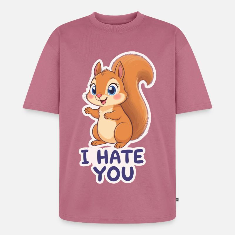 Kawaii Eichhörnchen – I Hate You Cartoon - Unisex Premium Oversized Bio T-Shirt - Mauve