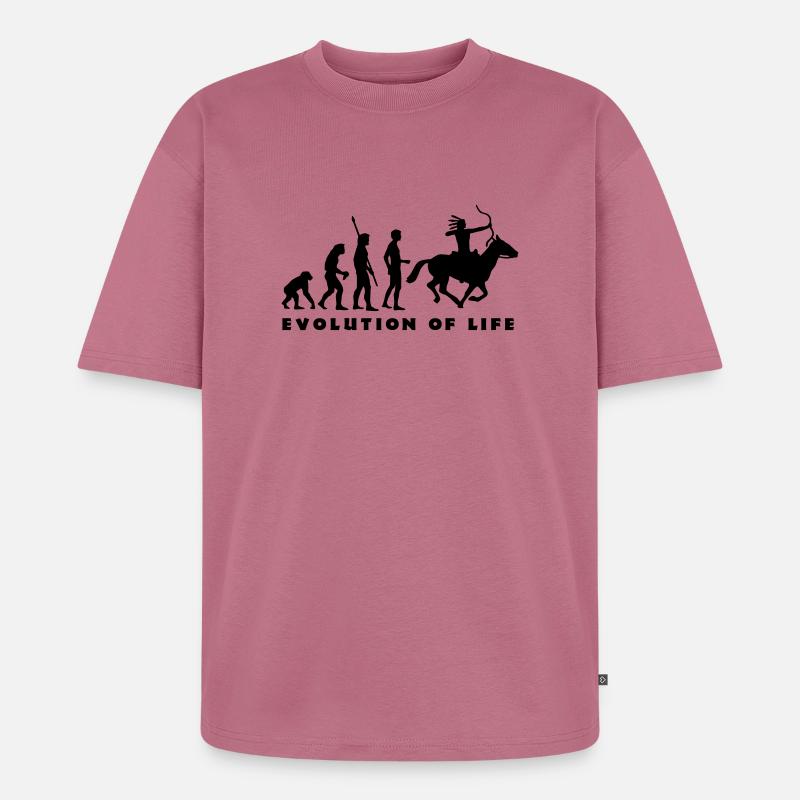 evolution_indianer_b - Unisex Premium Oversized Bio T-Shirt - Mauve