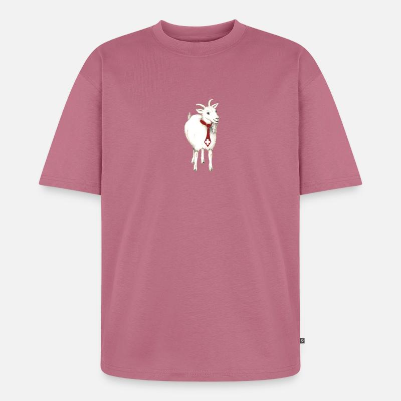 Lustige "Ziege mit schweizer Kravatte" - Unisex Premium Oversized Bio T-Shirt - Mauve
