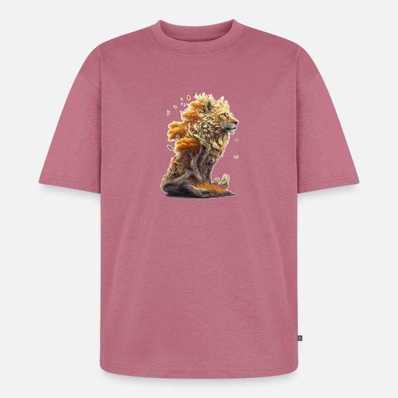 Löwe mit Savannen Elementen, Löwendesign - Unisex Premium Oversized Bio T-Shirt - Mauve