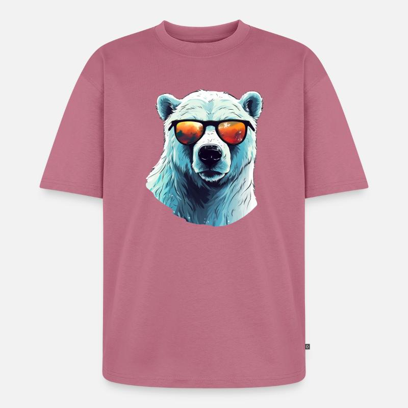 Cooler Eisbär mit Sonnenbrille - Unisex Premium Oversized Bio T-Shirt - Mauve