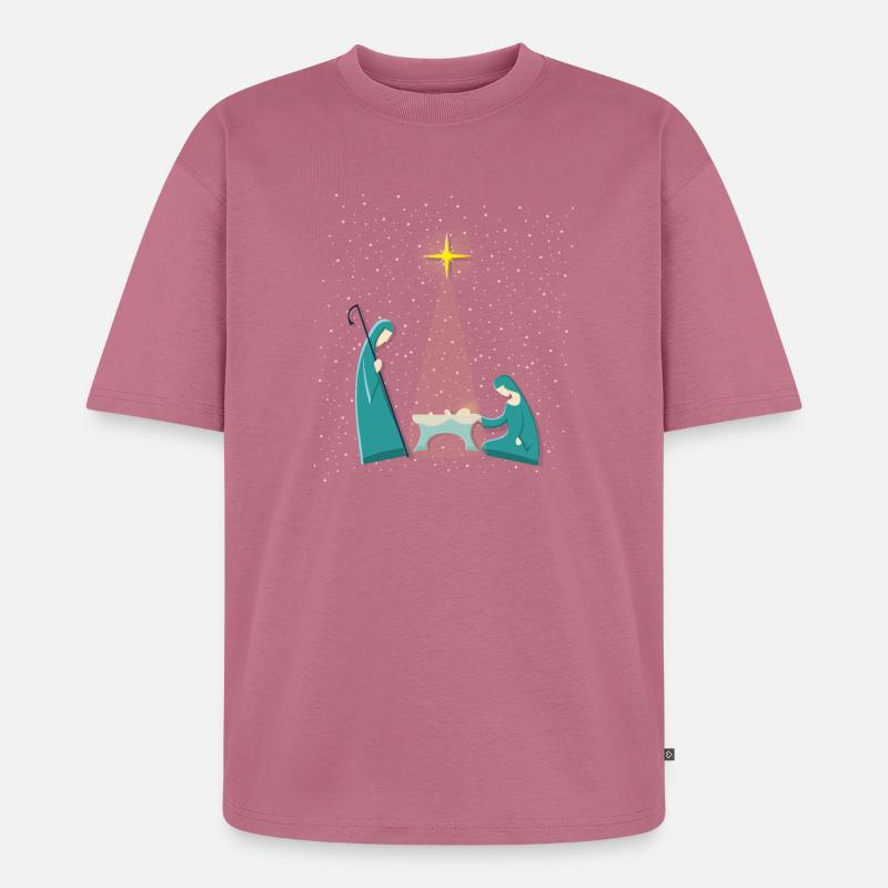 Jesuskind Weihnachtskrippe - Unisex Premium Oversized Bio T-Shirt - Mauve