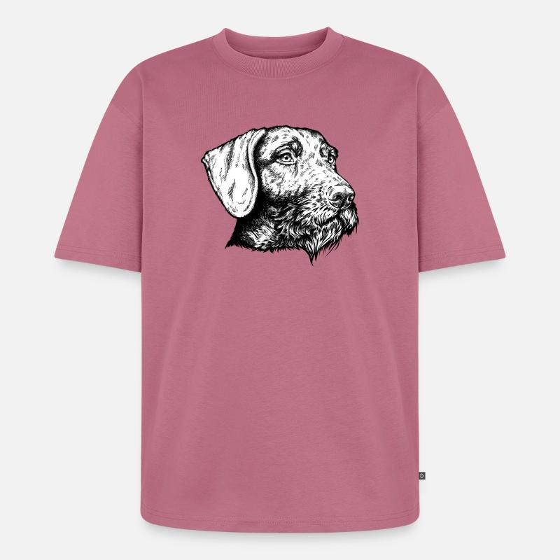 Deutsch Drahthaar Portrait - Unisex Premium Oversized Bio T-Shirt - Mauve
