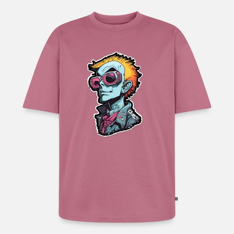 Blauer Punk mit Neon Goggles - Unisex Premium Oversized Bio T-Shirt - Mauve