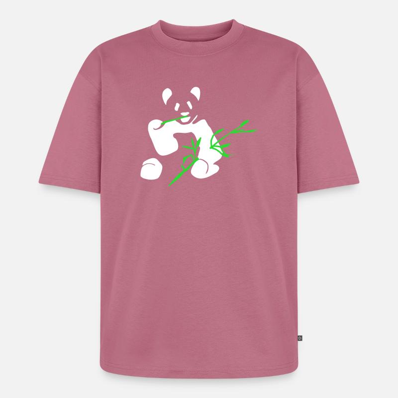 Panda mit Bambus - Unisex Premium Oversized Bio T-Shirt - Mauve