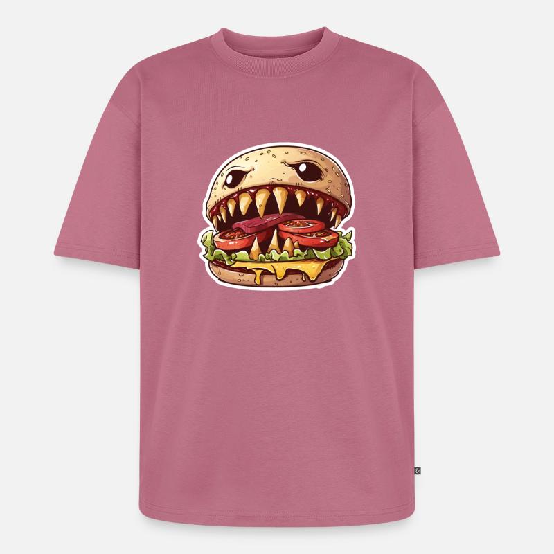 Fleischfressender Cheeseburger – Monster Burger - Unisex Premium Oversized Bio T-Shirt - Mauve