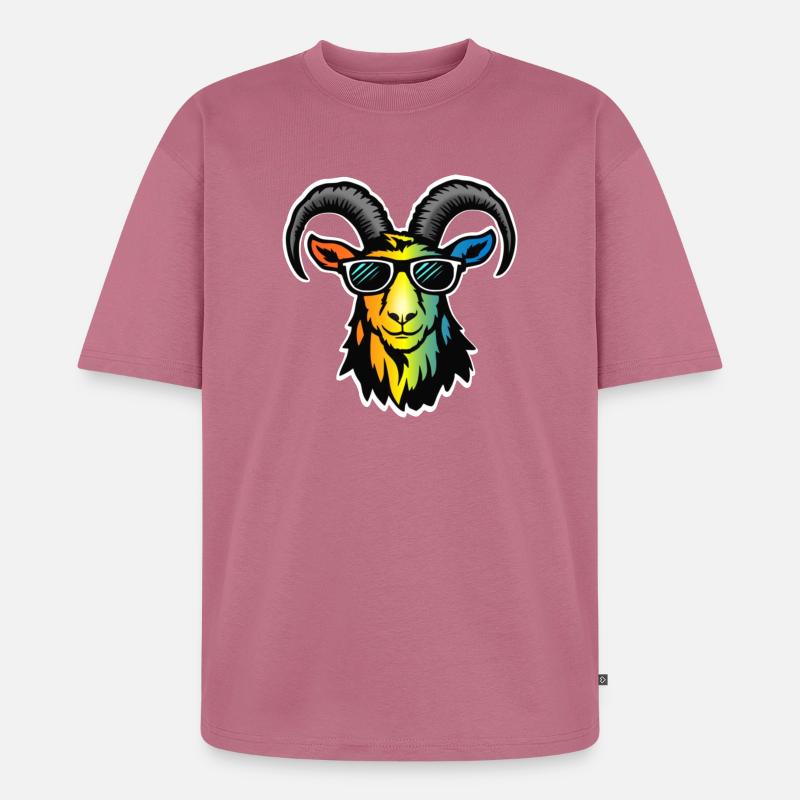 Bergziege mit Sonnenbrille - Unisex Premium Oversized Bio T-Shirt - Mauve