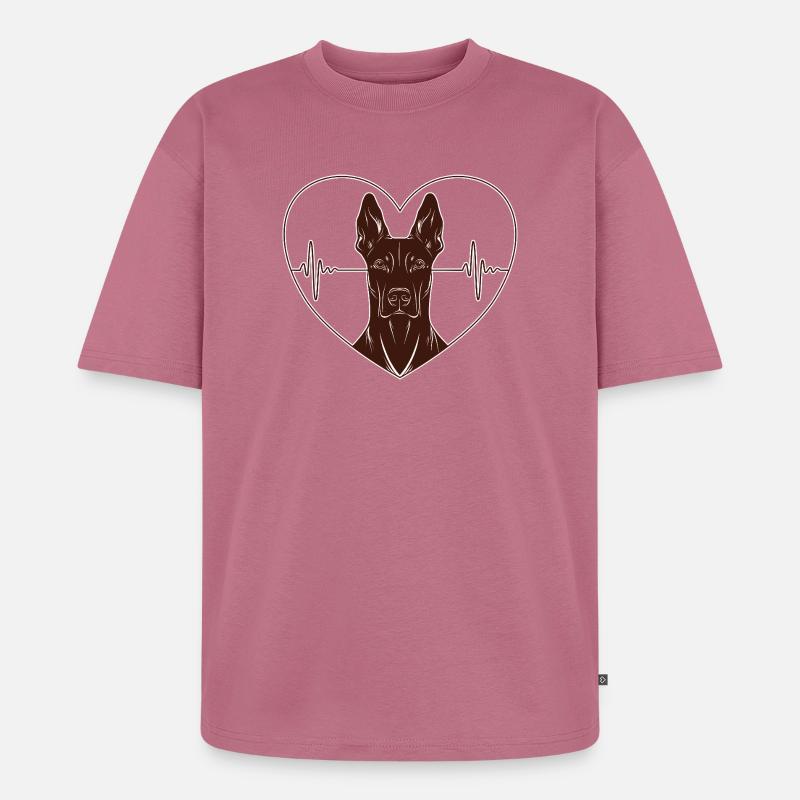 Herz Dobermann Design – Rust Look - Unisex Premium Oversized Bio T-Shirt - Mauve