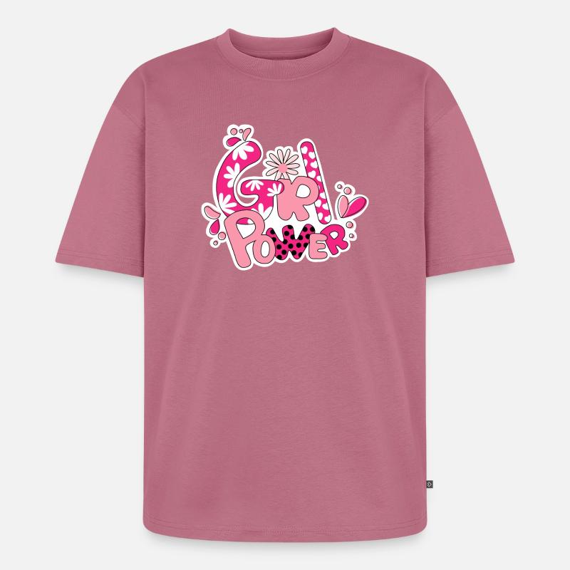 Mädchen-Flower-Power - Unisex Premium Oversized Bio T-Shirt - Mauve
