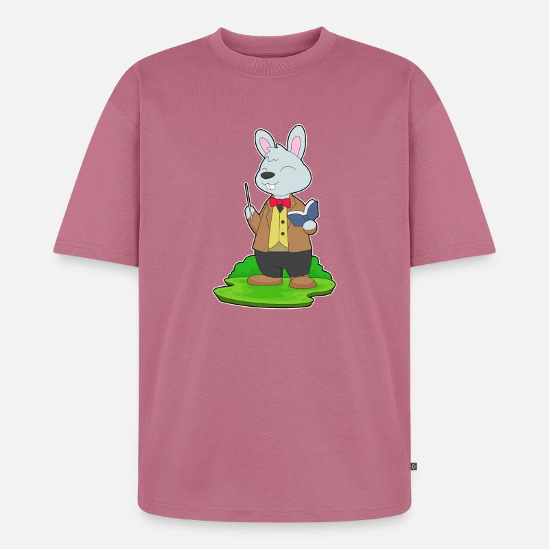Hase Lehrer Buch Schule - Unisex Premium Oversized Bio T-Shirt - Mauve
