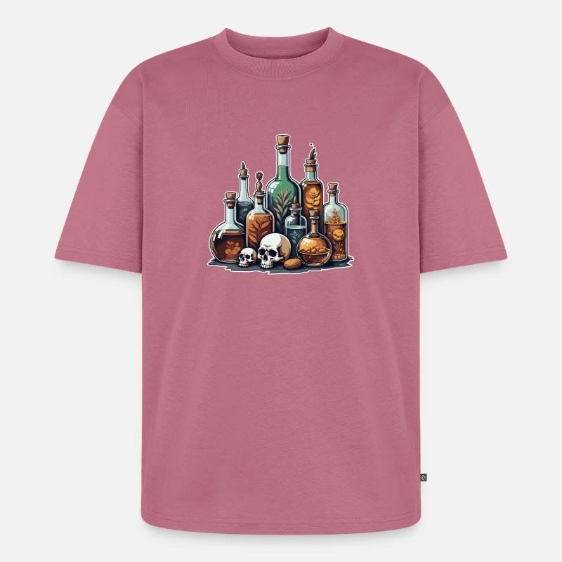 Alchemie Fläschchen Schädel Design - Unisex Premium Oversized Bio T-Shirt - Mauve