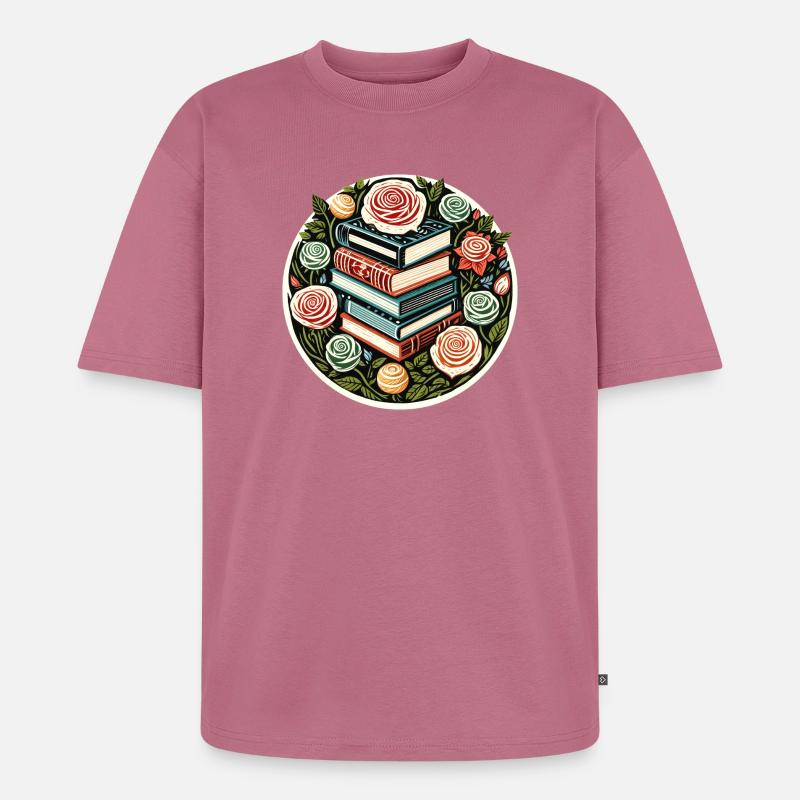 Florales Book Stack Emblem - Unisex Premium Oversized Bio T-Shirt - Mauve