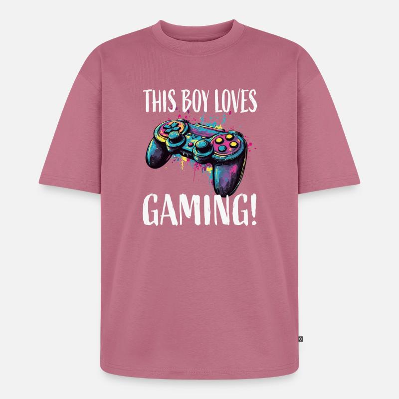 This Boy Loves Gaming Controller - Unisex Premium Oversized Bio T-Shirt - Mauve
