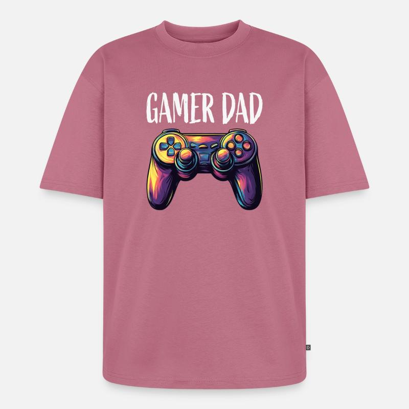 Gamer Dad Controller Neon - T-shirt Premium bio oversize Unisexe - mauve
