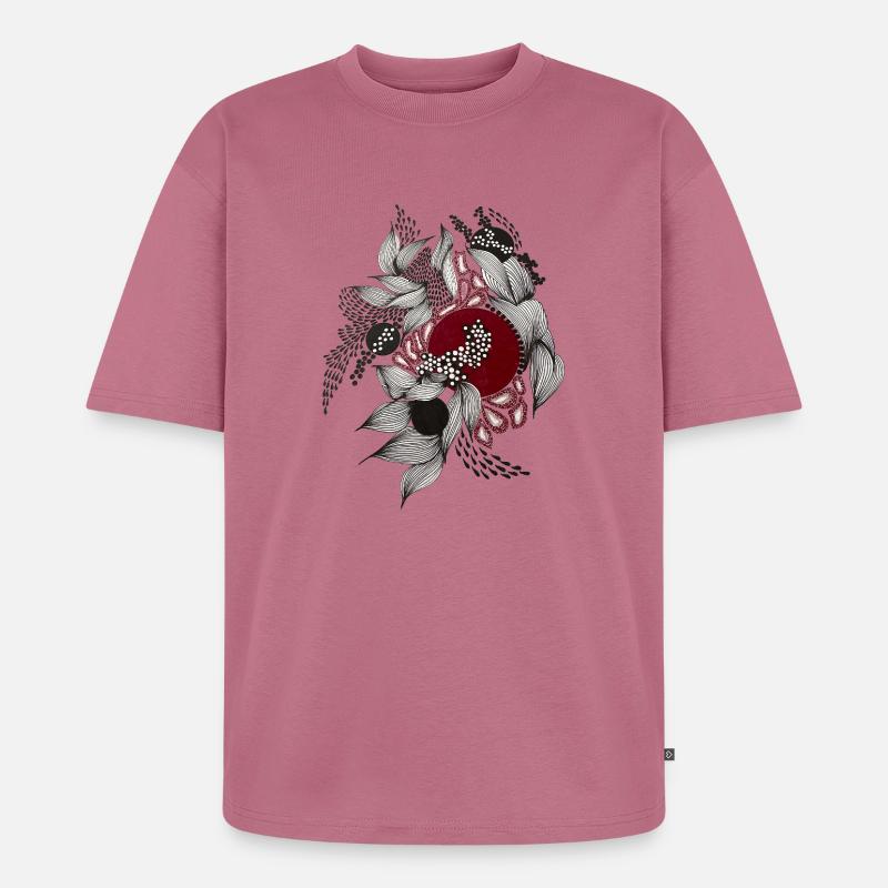 Roter Kreis mit silbernen Blättern - Unisex Premium Oversized Bio T-Shirt - Mauve