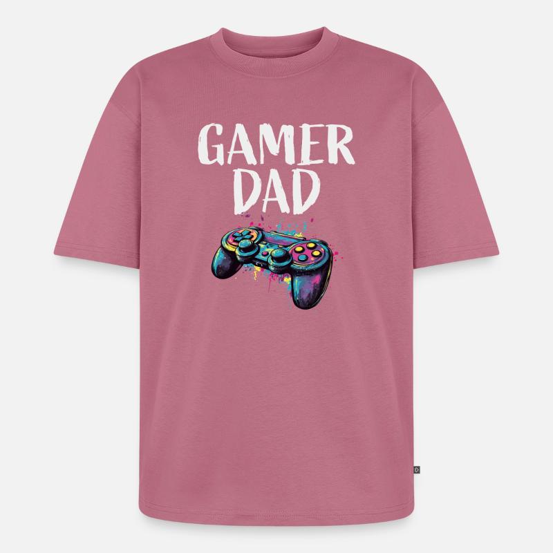 Gamer Dad Controller Farbexplosion - Unisex Premium Oversized Bio T-Shirt - Mauve