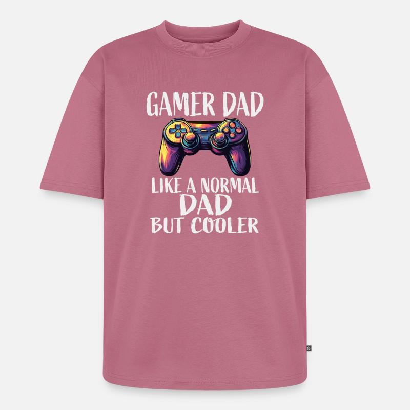 Gamer Dad Cooler Controller Spruch - Unisex Premium Oversized Bio T-Shirt - Mauve