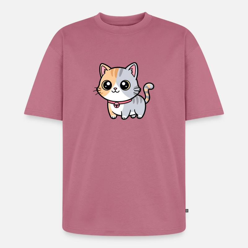 Calico Kitten Collar Charm - Unisex Premium Oversized Organic T-Shirt - mauve