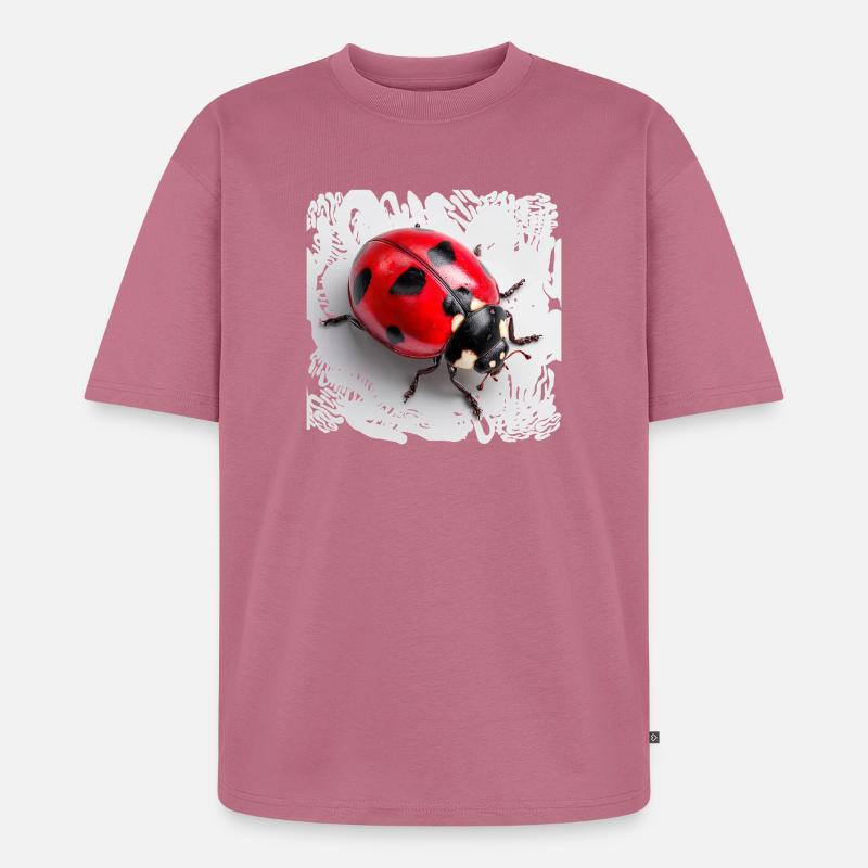 Roter Marienkäfer Muster Siebenpunkt - Unisex Premium Oversized Bio T-Shirt - Mauve