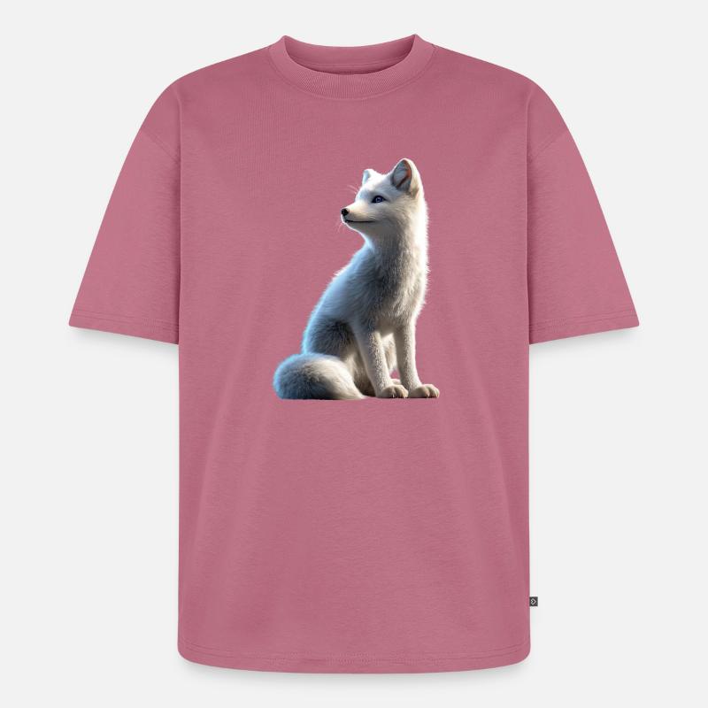 Polarfuchs Schneefuchs Eisfuchs Süßer Weißer Fuchs - Unisex Premium Oversized Bio T-Shirt - Mauve