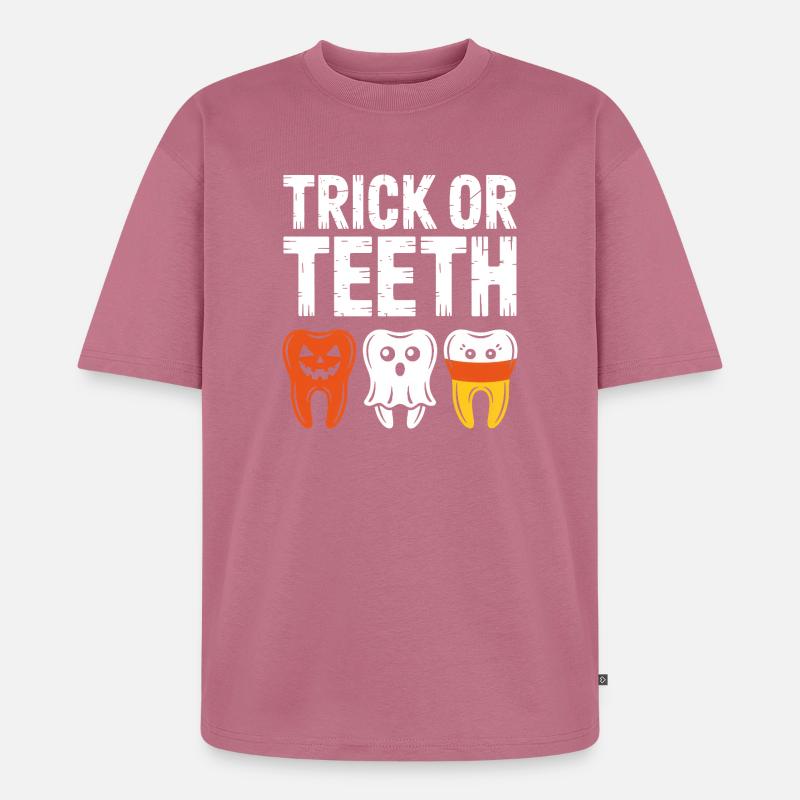 Trick oder Teeth Halloween-Trio - Unisex Premium Oversized Bio T-Shirt - Mauve