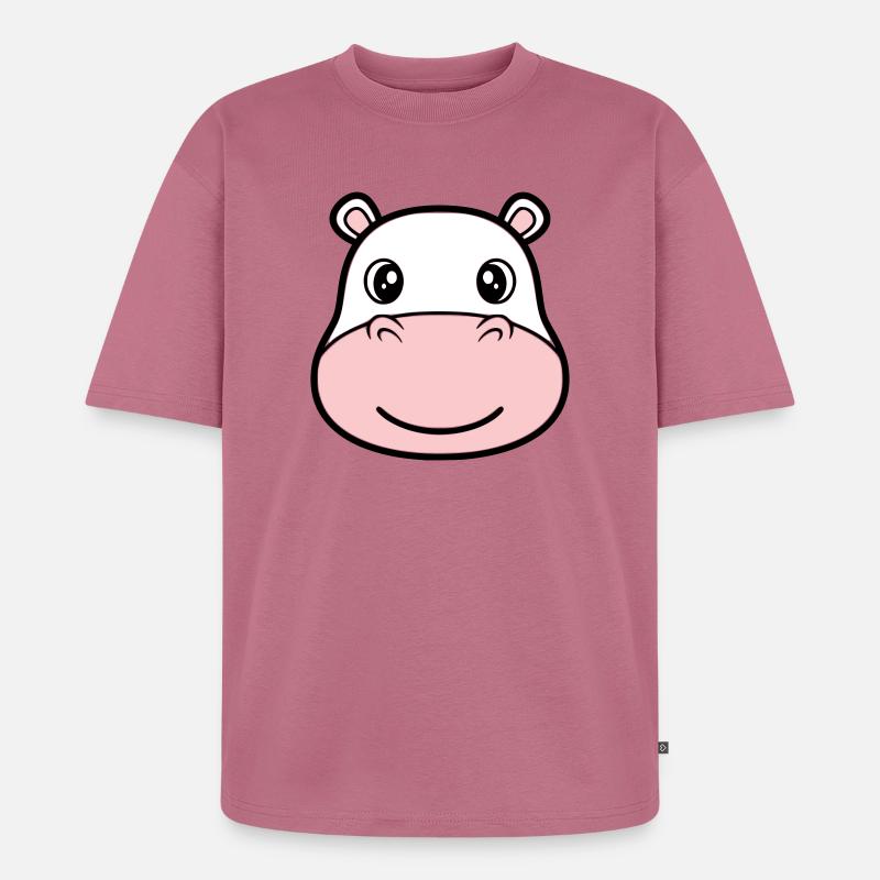 Nilpferd Kopf Gesicht Maske Lächeln - Unisex Premium Oversized Bio T-Shirt - Mauve