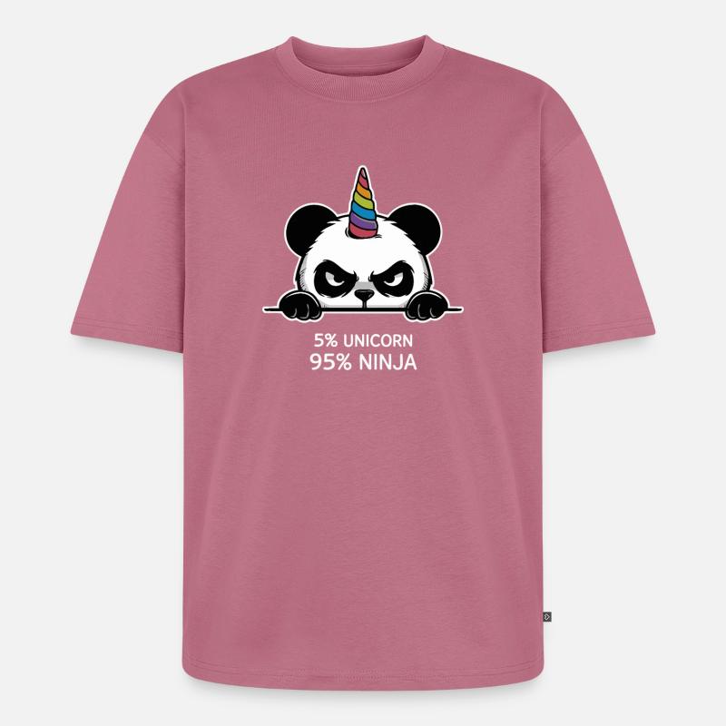 Panda Einhorn Ninja Spruch - Unisex Premium Oversized Bio T-Shirt - Mauve