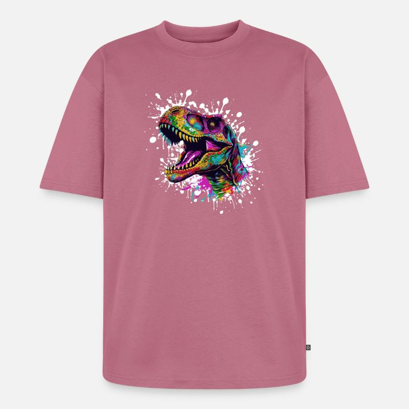 Bunter Dino-Splatter - Unisex Premium Oversized Bio T-Shirt - Mauve