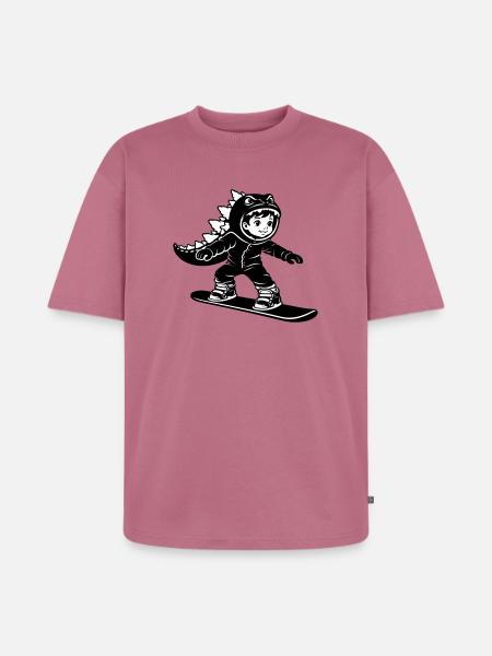 Snowboard Dragon Boy - Unisex Premium Oversized Organic T-Shirt - mauve