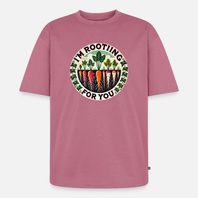 Rootin' Carrot Patch Round - Unisex Premium Oversized Organic T-Shirt - mauve