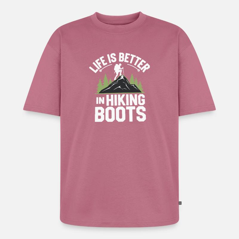 Das Leben ist besser in Wanderschuhen - Unisex Premium Oversized Bio T-Shirt - Mauve
