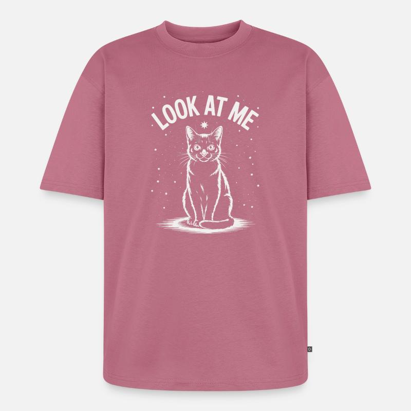 Regarde-moi - Ciel étoilé de chat - T-shirt Premium bio oversize Unisexe - mauve