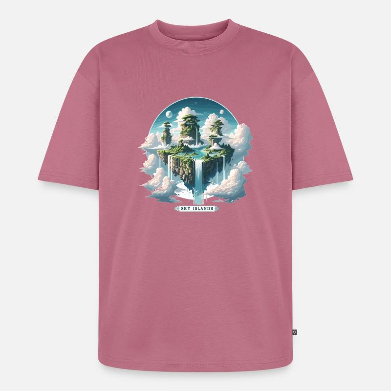 Sky Islands Himmelsinseln Schwebend - Unisex Premium Oversized Bio T-Shirt - Mauve