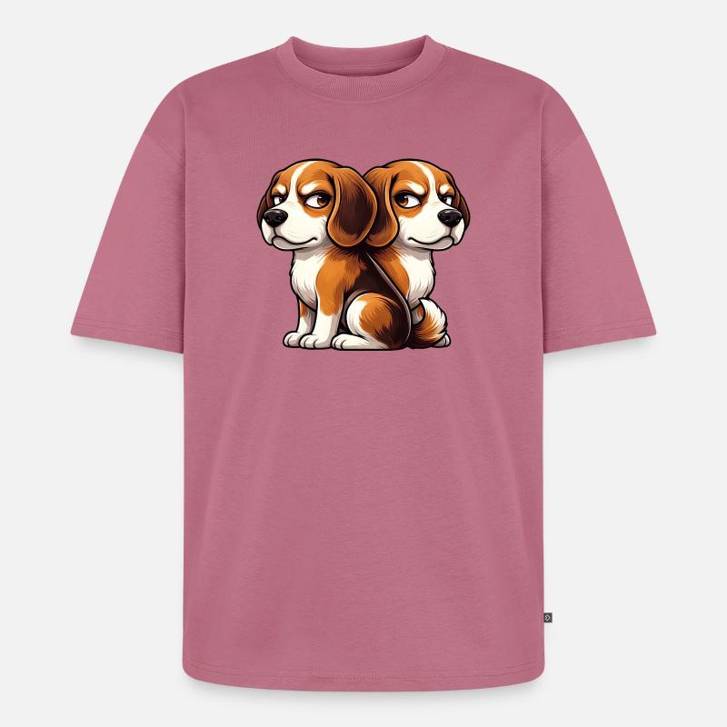 Amis de dessins animés Beagle mignons - T-shirt Premium bio oversize Unisexe - mauve