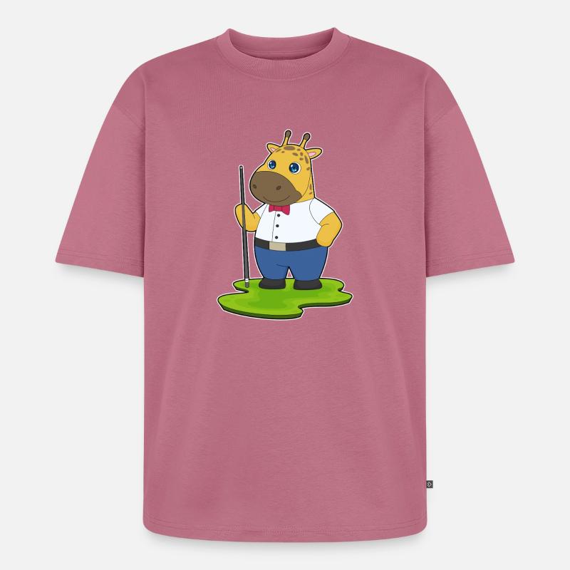 Giraffe Billiard Queue Sport - Unisex Premium Oversized Bio T-Shirt - Mauve
