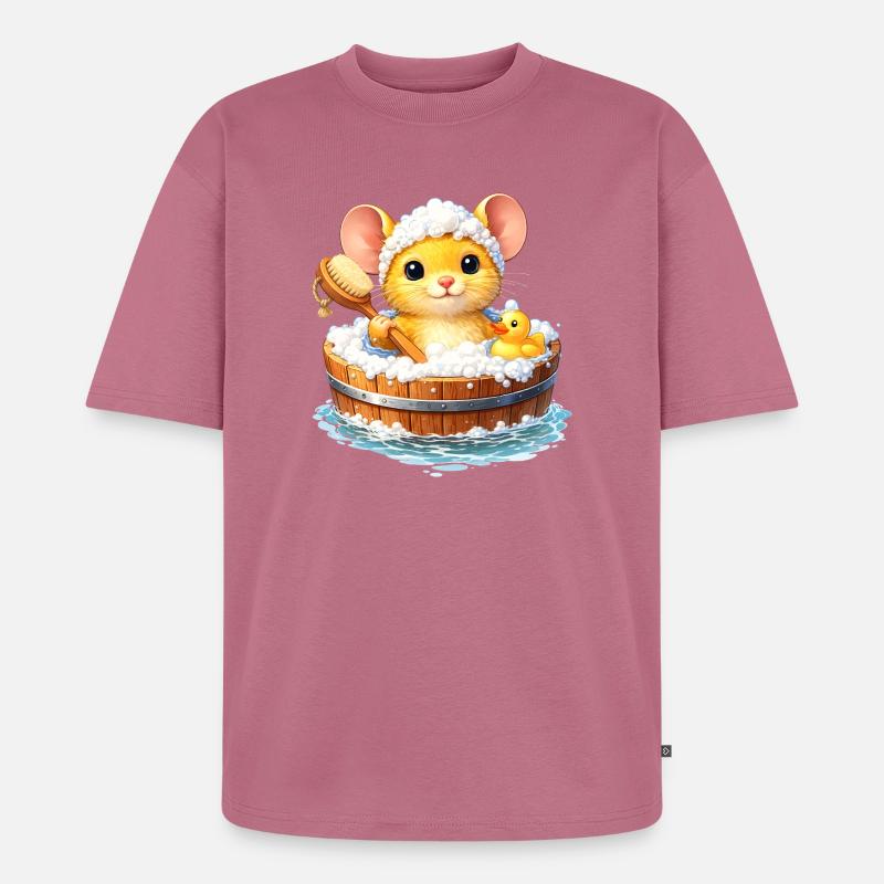Un bain de souris mignon - T-shirt Premium bio oversize Unisexe - mauve
