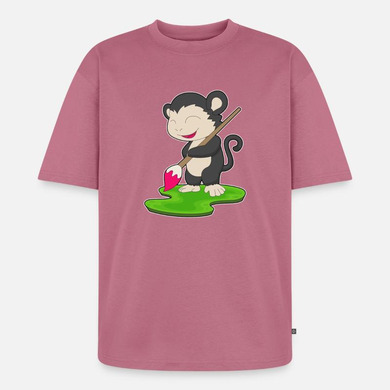 Affe Maler Pinsel Malen - Unisex Premium Oversized Bio T-Shirt - Mauve