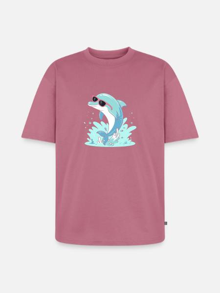 Delfin-Sommer-Pinkbrille - Unisex Premium Oversized Bio T-Shirt - Mauve