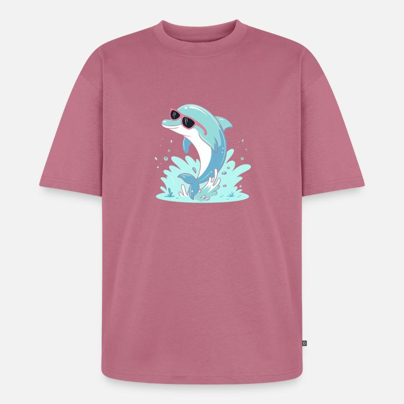 Delfin-Sommer-Pinkbrille - Unisex Premium Oversized Bio T-Shirt - Mauve