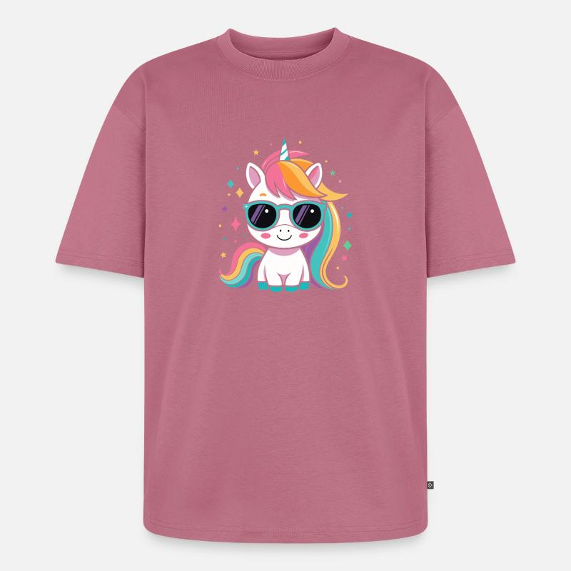 Regenbogen-Einhorn-Sonnenbrille - Unisex Premium Oversized Bio T-Shirt - Mauve