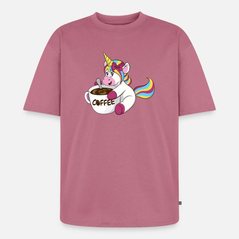 Kaffee Einhorn - Unisex Premium Oversized Bio T-Shirt - Mauve