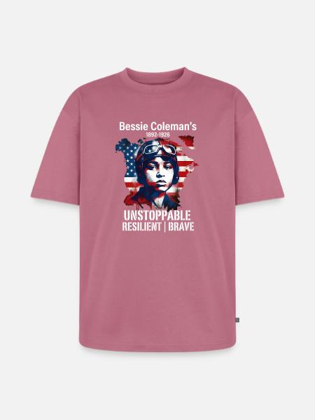 Bessie Coleman Modig flygpionjär - Ekologisk oversized premium-T-shirt unisex - malvafärgad