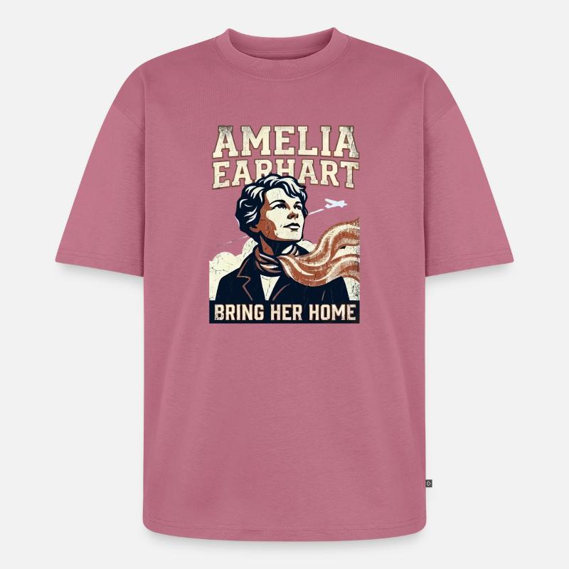 Amelia Earhart – Bring Her Home - Unisex Premium Oversized Organic T-Shirt - mauve