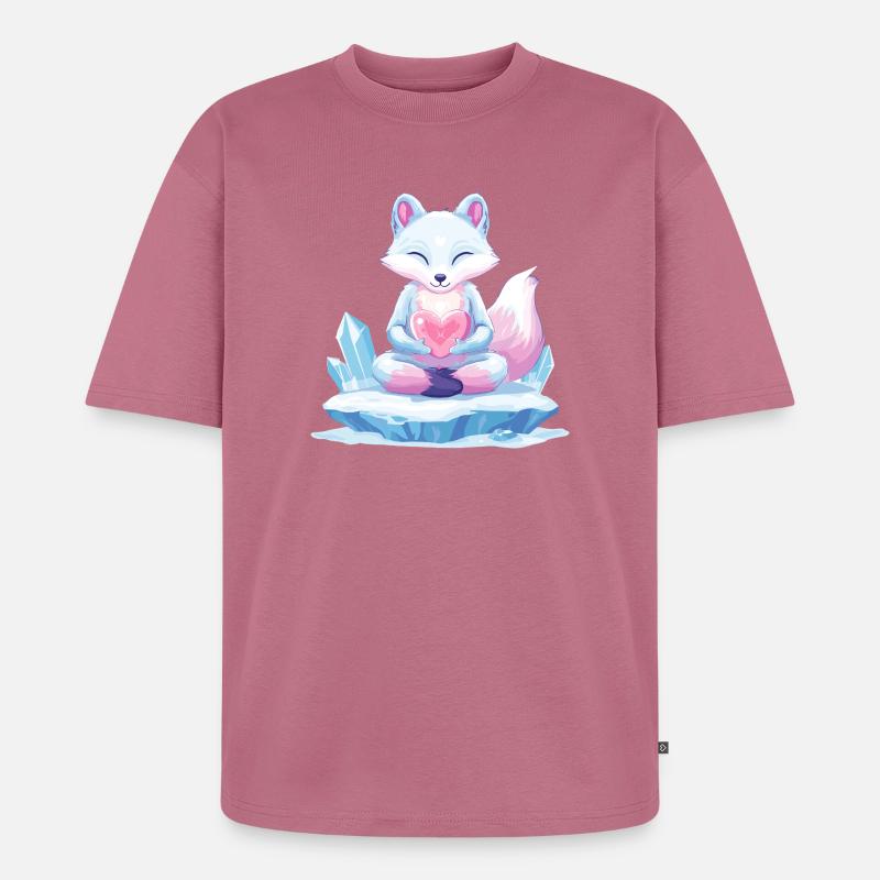 Pastell-Eisfuchs mit Herz - Unisex Premium Oversized Bio T-Shirt - Mauve