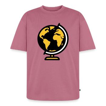 Globus Weltkugel Erde Schule - Unisex Premium Oversized Bio T-Shirt - Mauve - Vorne - Thijin (182cm) & Selfina (174cm)