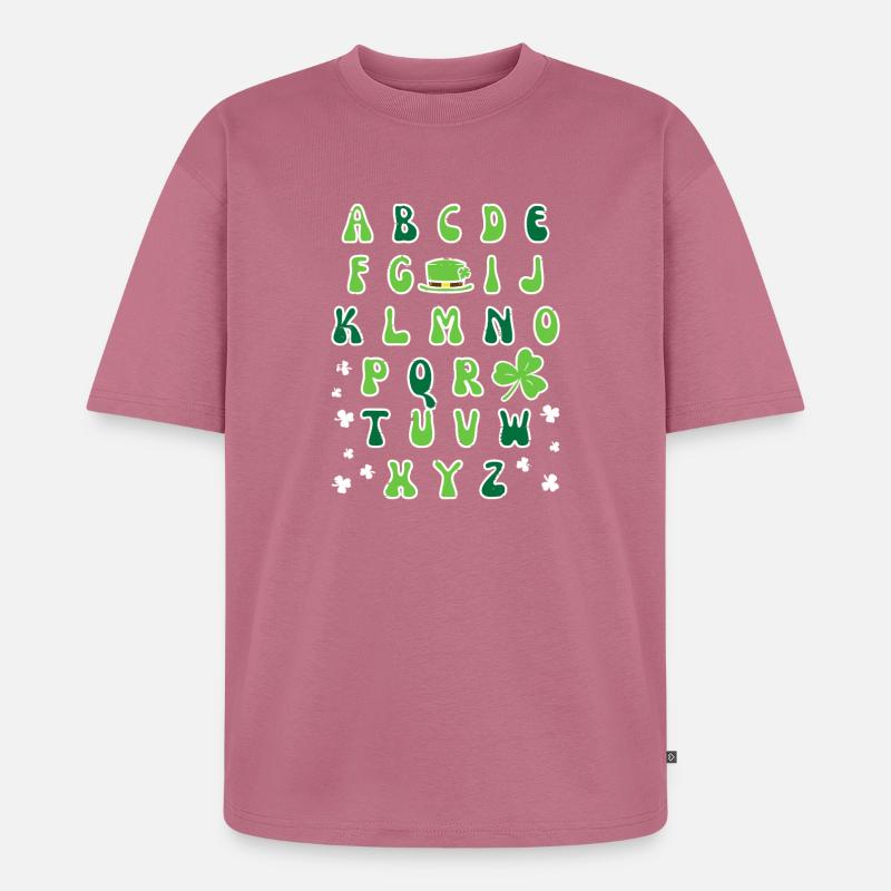 Irisches Alphabet-Kleeblatt-Design - Unisex Premium Oversized Bio T-Shirt - Mauve