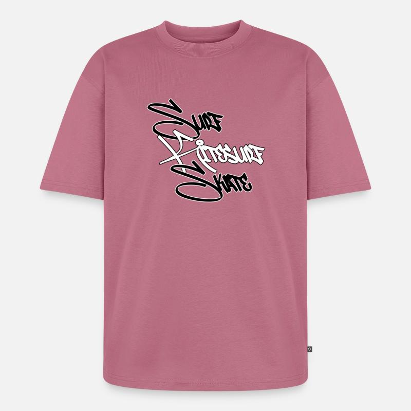 Graffiti Surf Script Blanc - T-shirt Premium bio oversize Unisexe - mauve