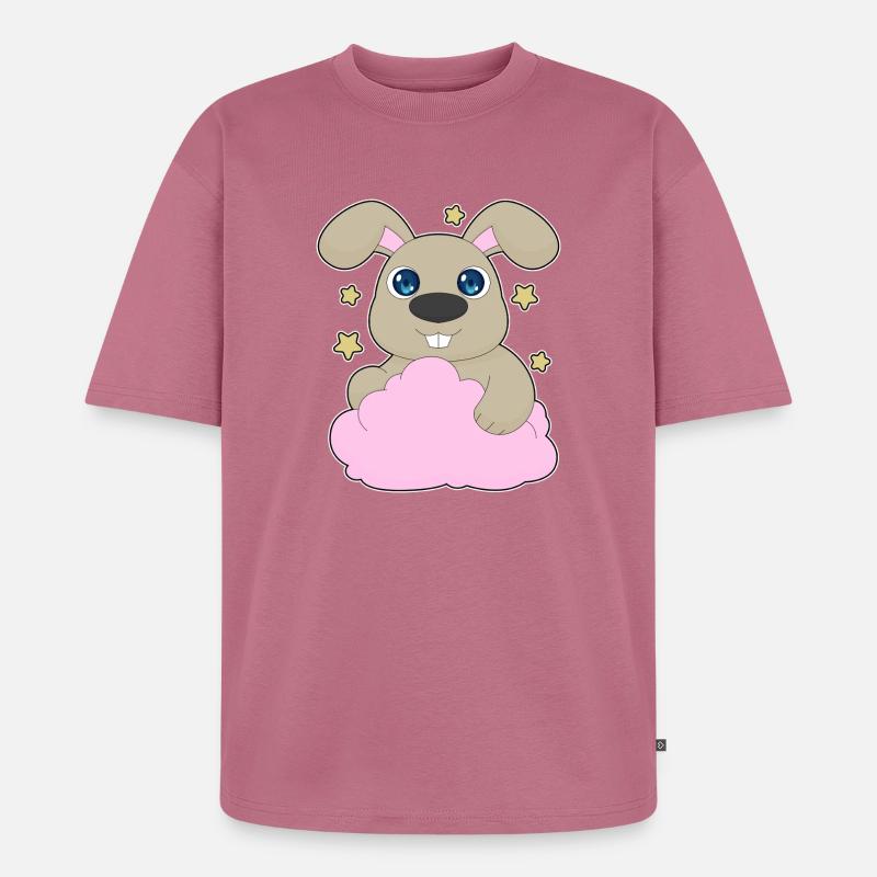 Bunny Clouds - Unisex Premium Oversized Organic T-Shirt - mauve
