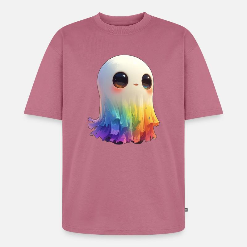 Fantôme arc-en-ciel flippant et mignon - T-shirt Premium bio oversize Unisexe - mauve